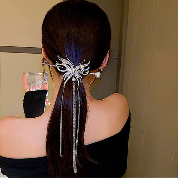 Rhinestone Gold Butterfly Hair Stick Chopsticks Hair Accessory - Picture 5 of 7